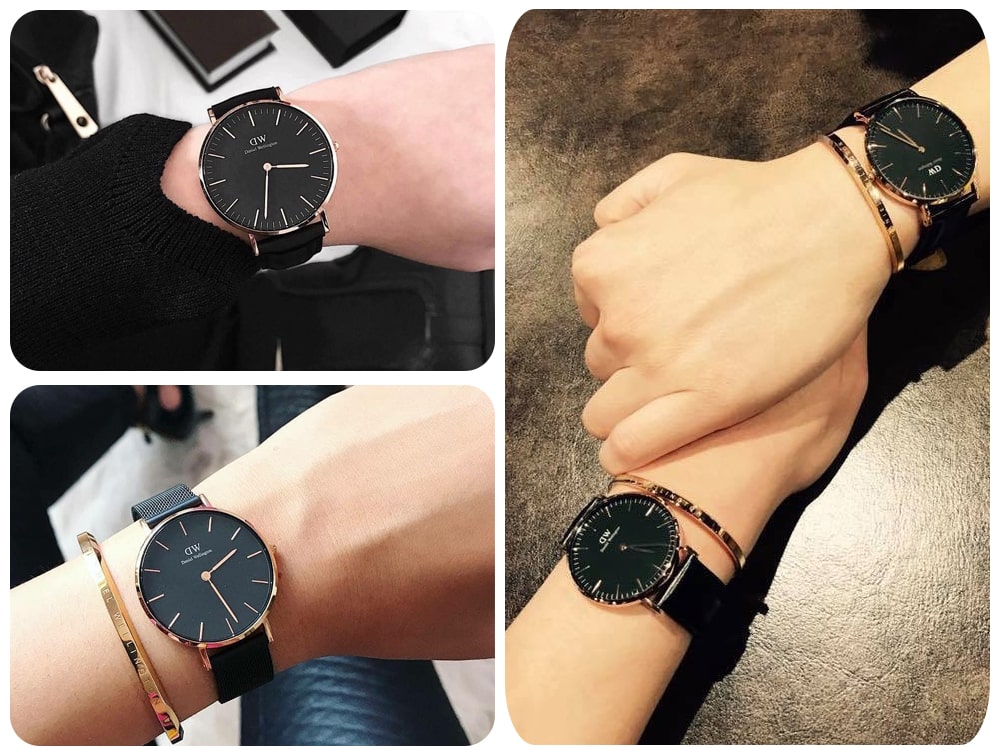 Hinh anh thuc te dong ho Daniel Wellington Classic Leather cặp 40 36mm ms 034590