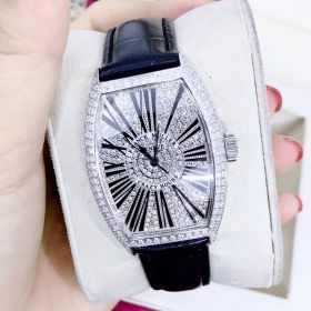 Đồng hồ Frank Muller nữ full diamond mặt bầu dục - Ms: 086500
